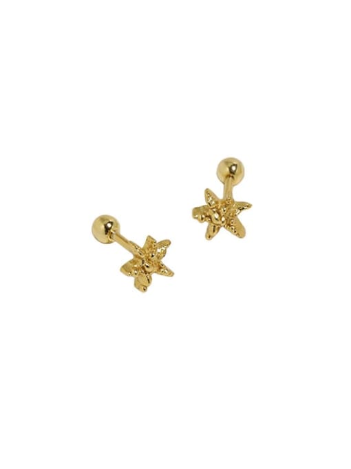 Ef622 [18K Gold] 925 Sterling Silver Star Vintage Stud Earring